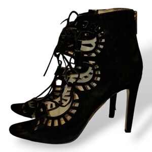 BCBGeneration Black Cutout Lace-Up Heels